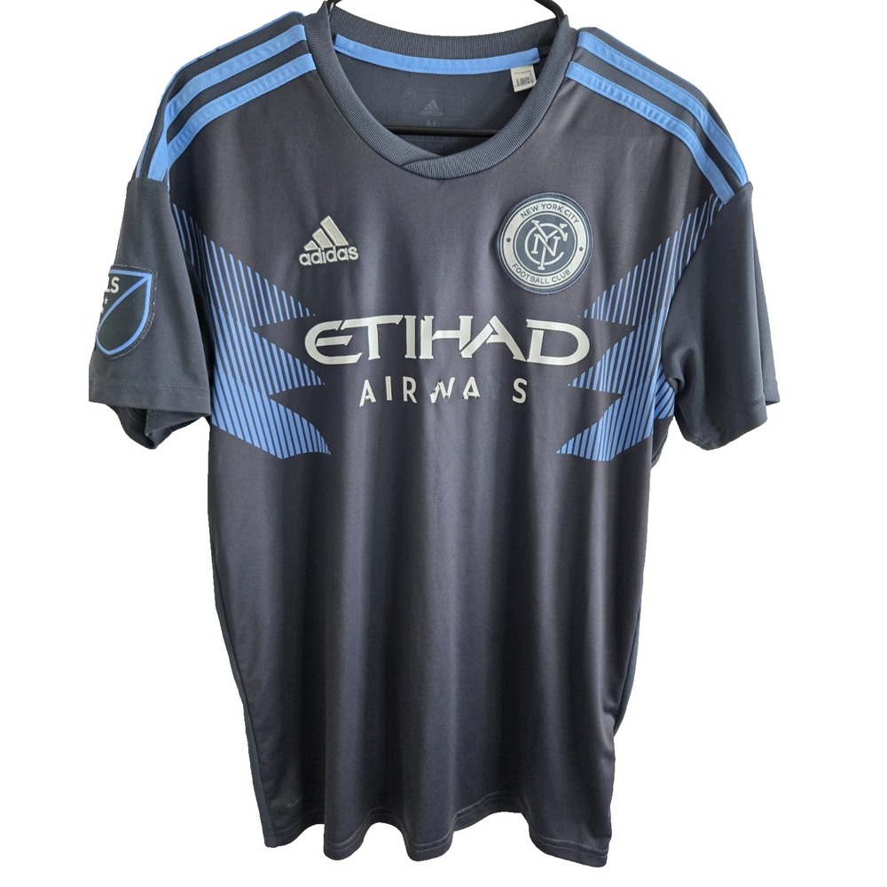 Adidas New York City FC Jersey Mens Size Medium Official MLS Soccar Jersey Black